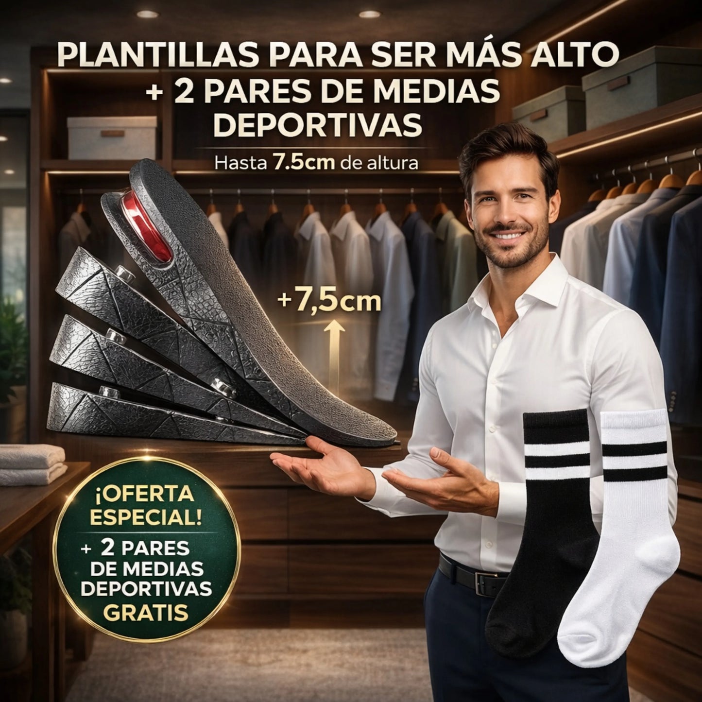 SOLO POR HOY! Plantillas Elevadoras Estatura + 7.5C + REGALO GRATIS