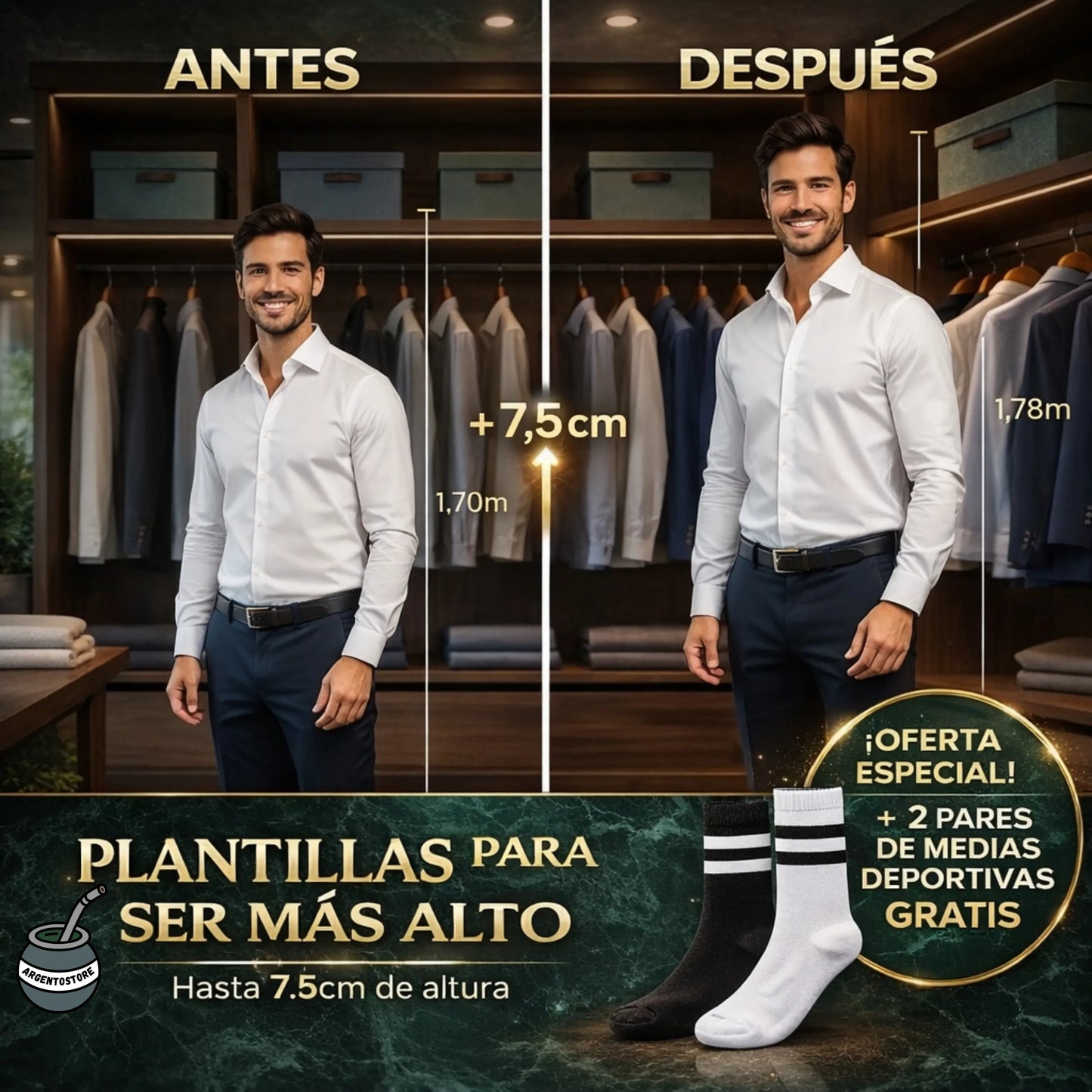 SOLO POR HOY! Plantillas Elevadoras Estatura + 7.5C + REGALO GRATIS