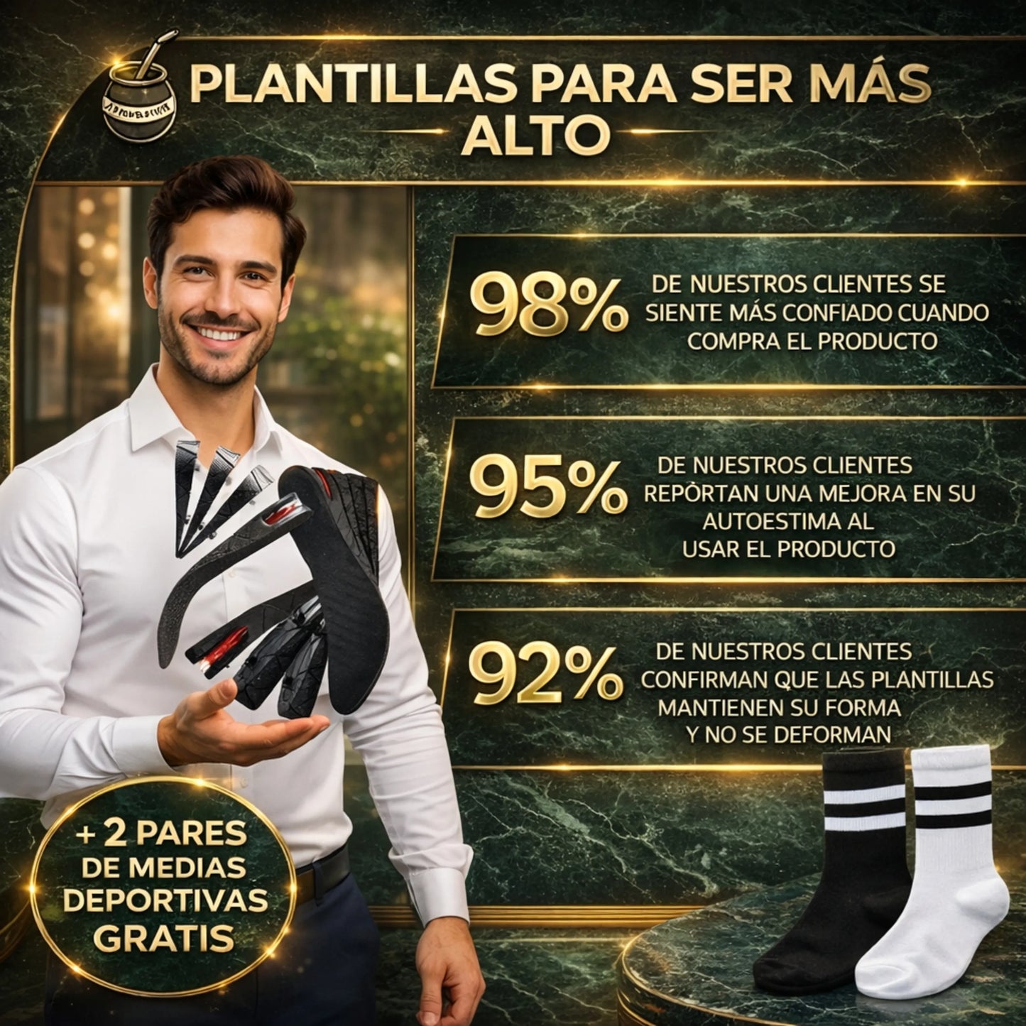 SOLO POR HOY! Plantillas Elevadoras Estatura + 7.5C + REGALO GRATIS